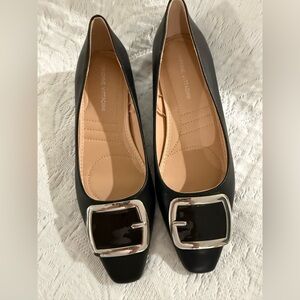Adrienne Vittadini Black Flats with Silver Buckle